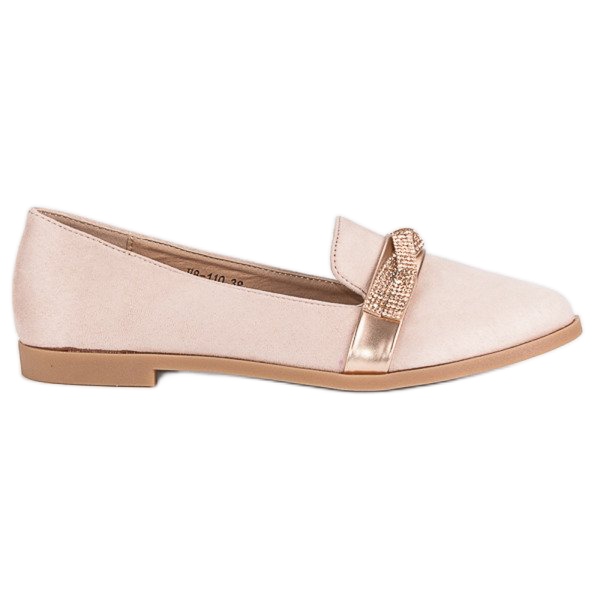 Bestelle Pantofi din piele intoarsa cu cristale roz