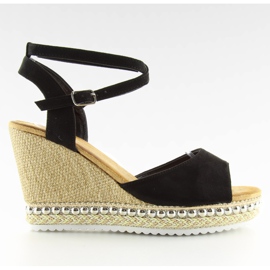 Sandale negre pe pană LJ-5K41 negre negru