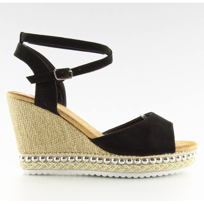 Sandale negre pe pană LJ-5K41 negre negru