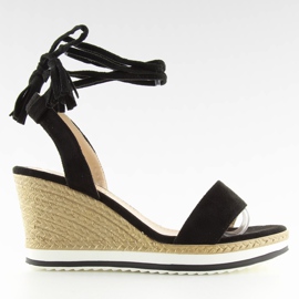 Sandale negre pe pană neagră JH630 neagră negru