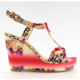 Sandale cu pană din satin 903 roșu roşu