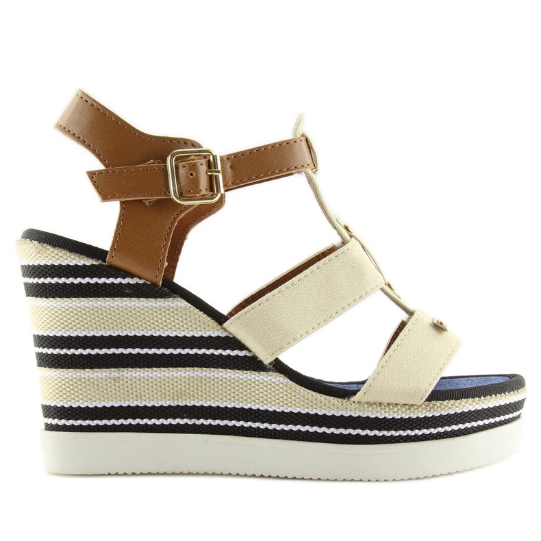 Sandale cu pană bej YQ05 Bej