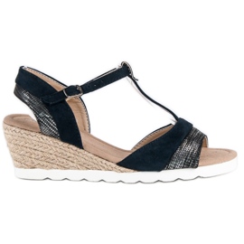 Evento Espadrile pe sandale cu pană gri albastru marin Evento Espadrile pe sandale cu pană gri albastru marin