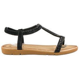 Fama Sandale negre cu bandă elastică negru Fama Sandale negre cu bandă elastică negru