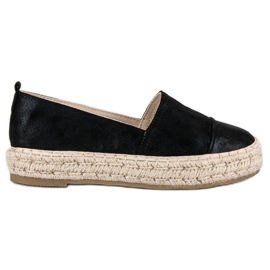 Espadrile slip-on pe platformă negru