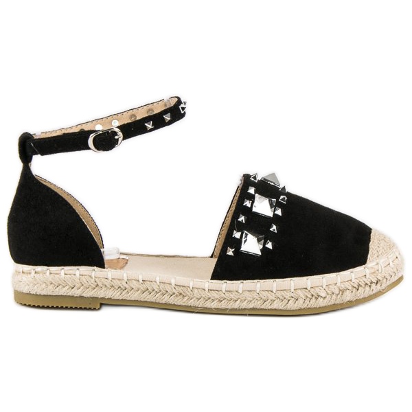 Sandale espadrile plate negru