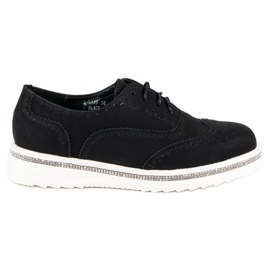 Ideal Shoes Pantofi negri cu șireturi negru Ideal Shoes Pantofi negri cu șireturi negru