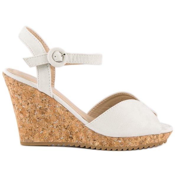 Sandale pe toc de plută gri