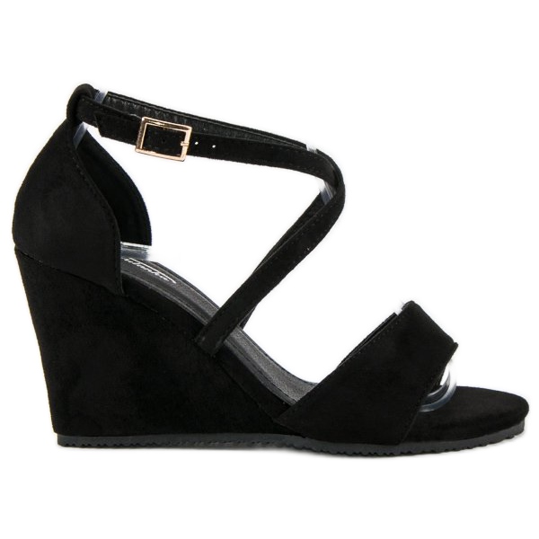 Sandale negre din piele intoarsa negru