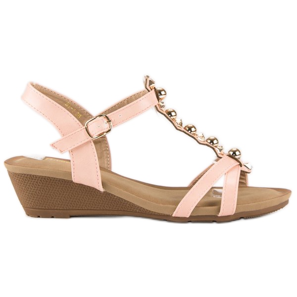 Sandale cu pană roz Sandale cu pană roz
