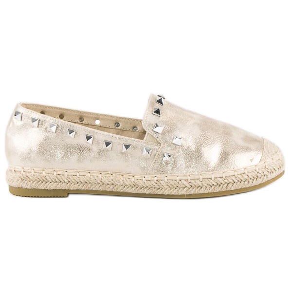 Forever Folie Espadrile aurii cu crampoane de aur Forever Folie Espadrile aurii cu crampoane de aur
