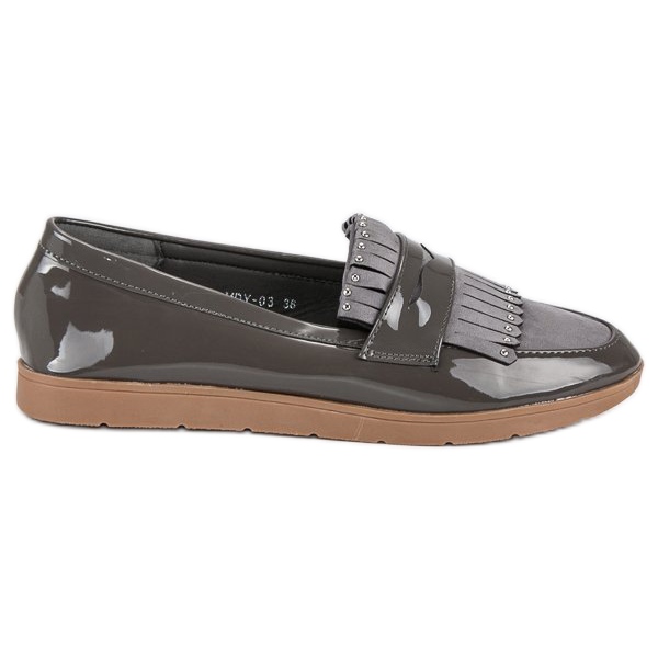 Mocasini lăcuți gri