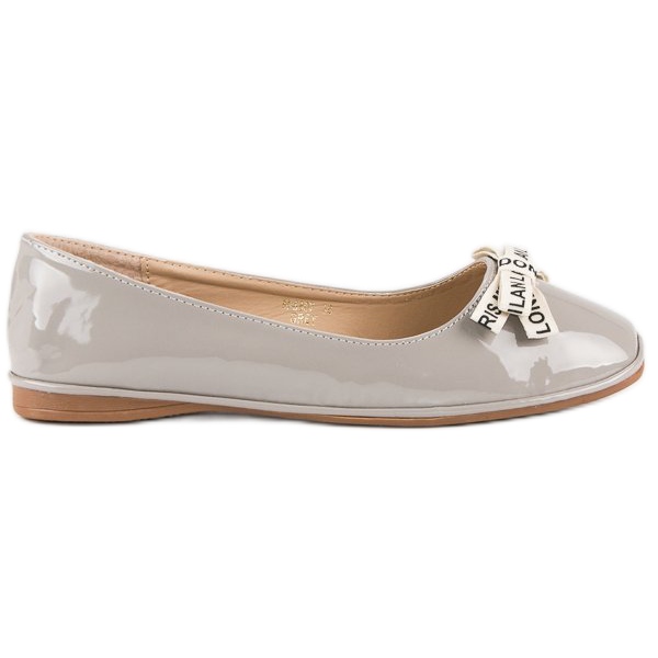 Ideal Shoes Balerini lacuiti gri