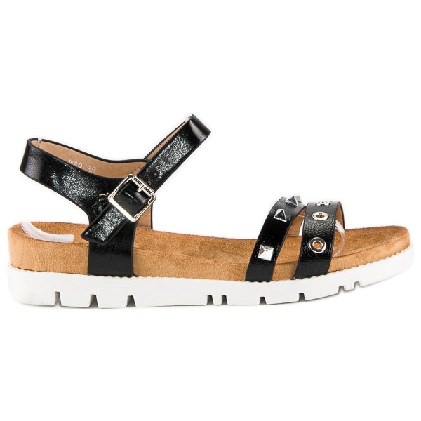 Forever Folie Sandale negre cu strasuri negru