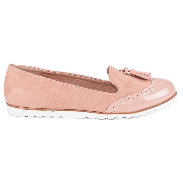 Super Me Mocasini roz cu franjuri Super Me Mocasini roz cu franjuri