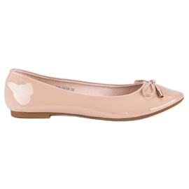 Ideal Shoes Balerini bej lacuiti Ideal Shoes Balerini bej lacuiti