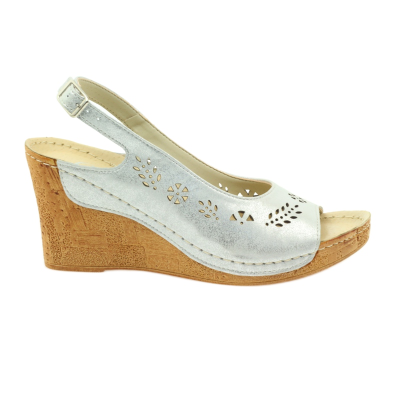 Gregors Sandale din piele metalică pentru femei pentru pene de argint 709