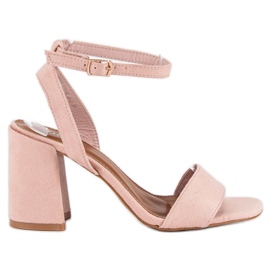 Sandale roz de piele intoarsa Sandale roz de piele intoarsa