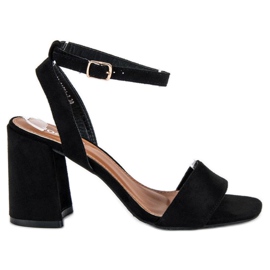 Sandale negre din piele intoarsa negru