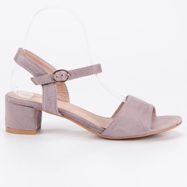 Ideal Shoes Sandale de piele intoarsa cu toc jos violet
