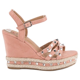 Seastar Sandale espadrile din piele intoarsa roz