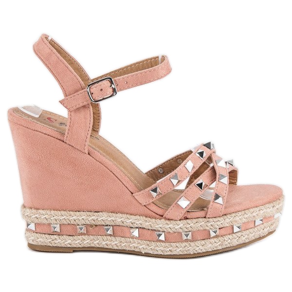 Seastar Sandale espadrile din piele intoarsa roz