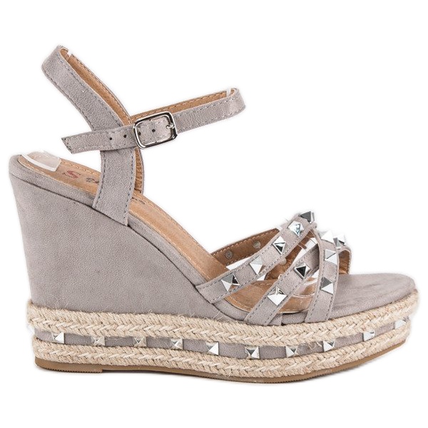 Seastar Sandale espadrile din piele intoarsa gri
