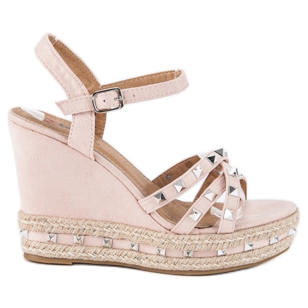 Seastar Sandale espadrile din piele intoarsa roz