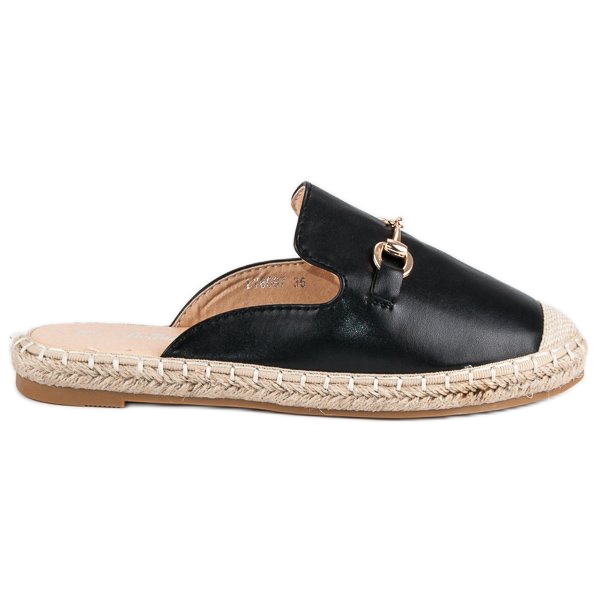 Flip-flops espadrile negre negru