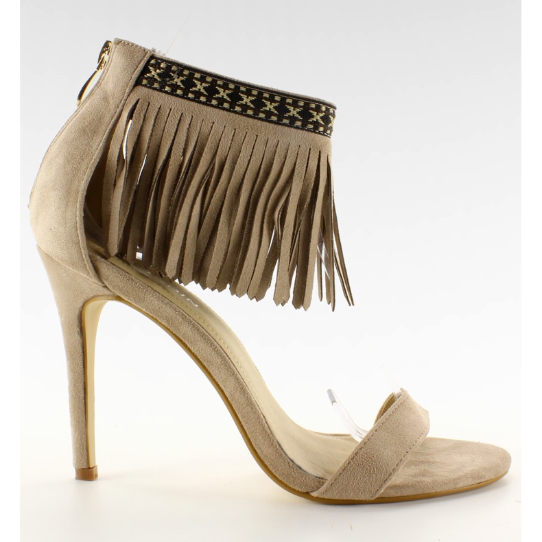 Sandale cu model etnic cu franjuri GD-16-5247 Bej