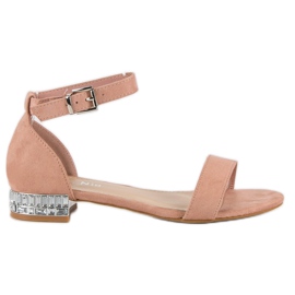 Nio Nio Sandale elegante din piele intoarsa roz