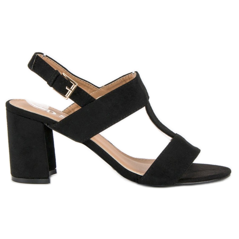 SDS Sandale negre pe stâlp negru