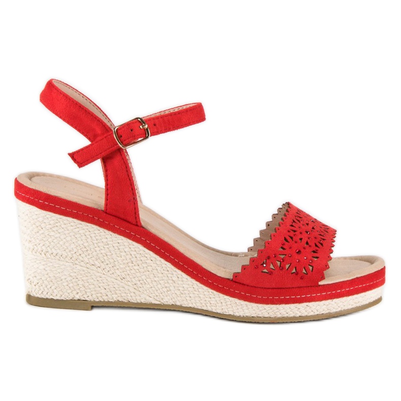Ideal Shoes Espadrile roșii pe pană roșu Ideal Shoes Espadrile roșii pe pană roșu