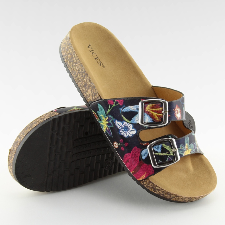 Papuci cu talpă din plută neagră 6231 negru Papuci cu talpă din plută neagră 6231 negru