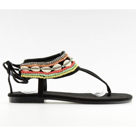 Sandale negre cu margele 8241 negre negru