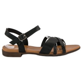 L. Day Sandale plate negre negru L. Day Sandale plate negre negru