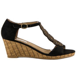 Corina Sandale cu pană decorative negru