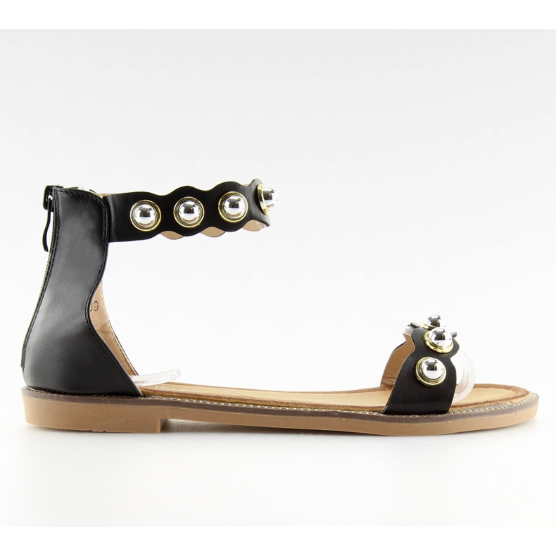 Black VS-376 Sandale negre cu fixare la gleznă negru