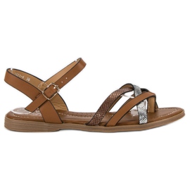Small Swan Sandale clasice maro gri Small Swan Sandale clasice maro gri