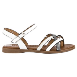 Small Swan Sandale clasice albe gri Small Swan Sandale clasice albe gri