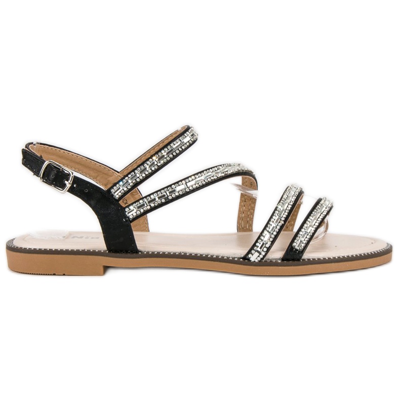 Nio Nio Sandale plate elegante negru Nio Nio Sandale plate elegante negru