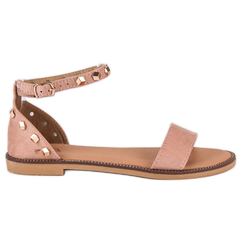 Fashion Sandale din piele intoarsa cu capse roz Fashion Sandale din piele intoarsa cu capse roz