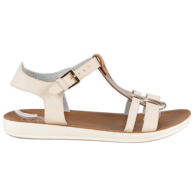 Sandale prinse cu cataramă maro galben