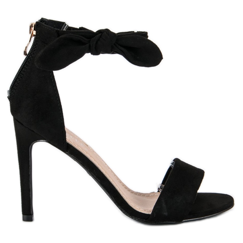 Bestelle Sandale din piele intoarsa cu fermoar negru