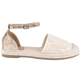 Nio Nio Espadrile din dantela maro galben