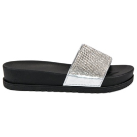 Papuci argintii eleganti gri Papuci argintii eleganti gri