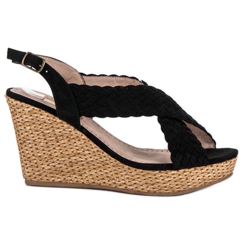 Corina Sandale casual cu pană negru Corina Sandale casual cu pană negru