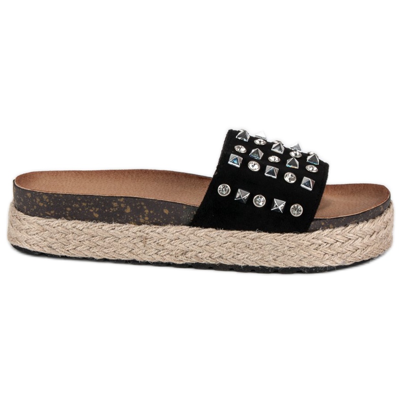 L. Lux. Shoes Espadrile șlapi cu știfturi negru