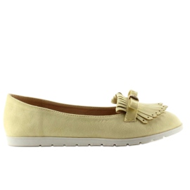 Mocasini pastel cu franjuri T261 Galben Mocasini pastel cu franjuri T261 Galben