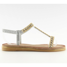 Sandale de damă argintii S37-san Silver gri